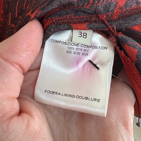 Stella McCartney 100% Silk Dress Mini Midi Pussy Bow Fern Print Runway Designer - Picture 5 of 11